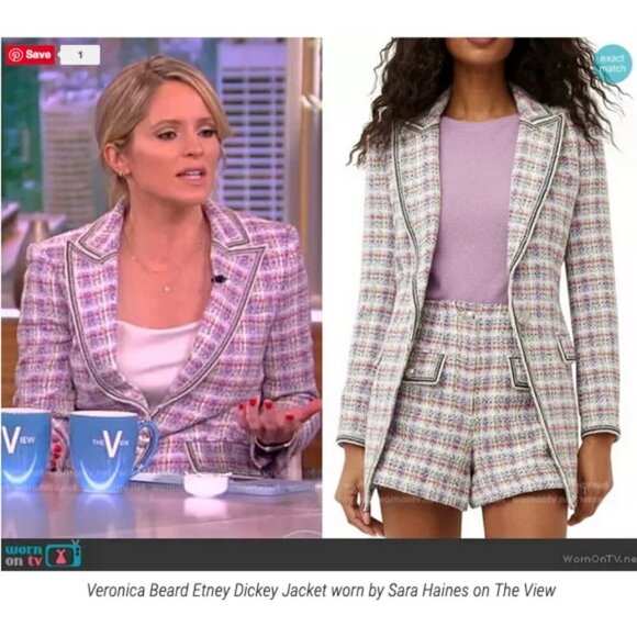 💕VERONICA BEARD💕 Etney Tweed Dickey Jacket Light Lavender Multi-Color 10 NWOT - Picture 5 of 16